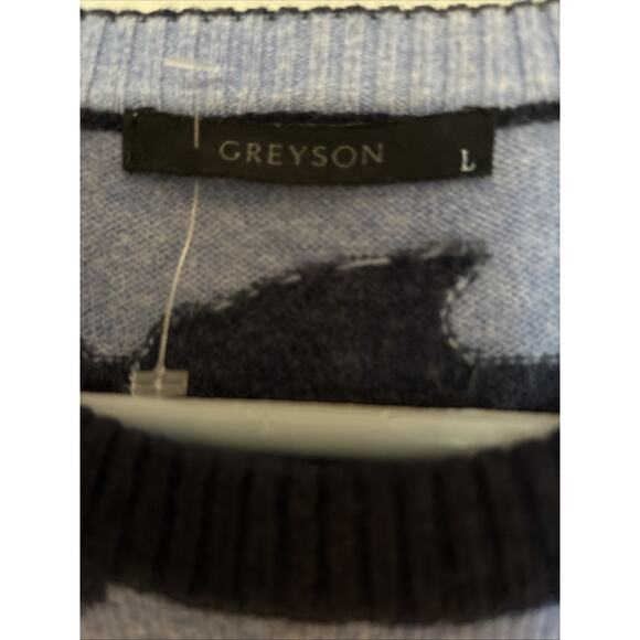 Greyson Mens Cashmere Long Sleeve Camouflage Print Sweater Blue Size L - Picture 2 of 8